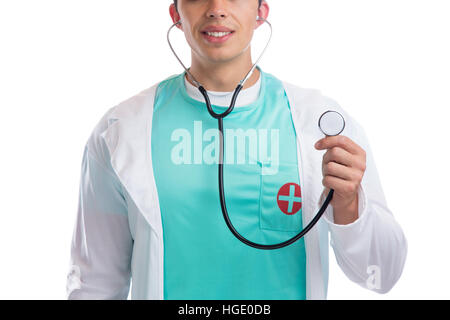 Doctor with stethoscope heart medical isolé sur fond blanc Banque D'Images