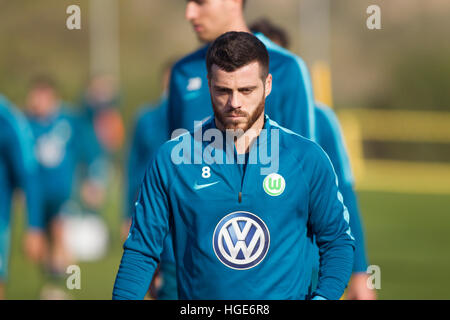 Murcia, Espagne. Le 08 Jan, 2017. Vieirinha joueur peut être vu pendant le camp d'entraînement de l'équipe du VfL Wolfsburg en Murcie, Espagne, 08 janvier 2017. Photo : Pascu Mendez/dpa/Alamy Live News Banque D'Images