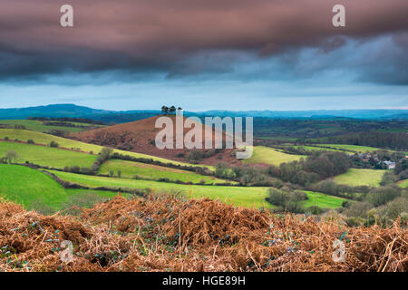 Colmers Hill, Bridport, Dorset, UK. 8 janvier 2017. Météo britannique. Une vue de Colmers Hill, près de Bridport Dorset, en vue de l'Eype vers le bas, avec des nuages sombres au-dessus d'elle en fin d'après-midi. Photo : Graham Hunt/Alamy Live News. Banque D'Images