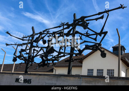 Monument commémoratif du camp de concentration de Dachau. Le premier camp de concentration Nazi a ouvert ses portes en Allemagne. Banque D'Images