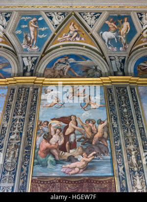 Rome. L'Italie. Villa Farnesina. Triomphe de Galatée, 1512, fresque de Raphaël dans la Loggia di Galatea, Banque D'Images