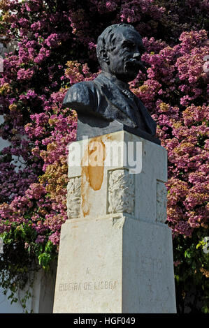 Julio de Castilho statue, Igreja de Santa Luzia e Sao Bras, Miradouro Santa Luzia, Alfama, Lisboa, Lisbonne, Portugal Banque D'Images