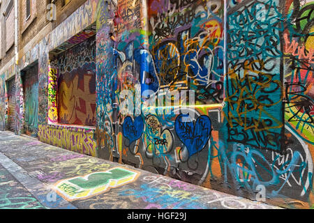 Melbourne, Australie - Février 2015 : Street art par l'artiste non identifié. Gestion des graffitis Melbourne plan reconnaît l'importance du street art Banque D'Images