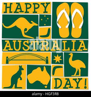 Carte d'Australia Day funky en format vectoriel. Illustration de Vecteur