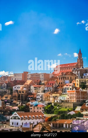 Homes d'Antananarivo, la capitale de l'île de Madagascar Banque D'Images