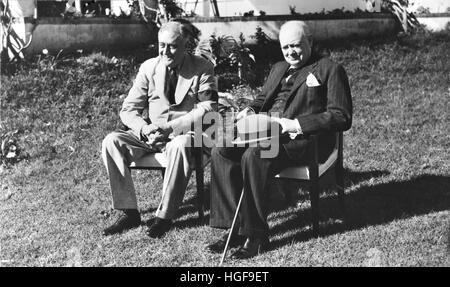 Conférence de Casablanca. Une rencontre entre Winston Churchill et F D Roosevelt à Casablanca, au Maroc. Janvier 1943 Banque D'Images