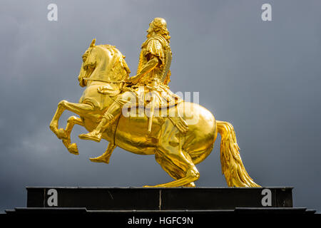 Statue en or de rider, Dresde, Banque D'Images