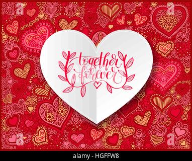 Ensemble pour toujours écrit à la main de l'amour et l'amitié lettrage quot Illustration de Vecteur