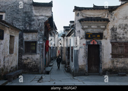 La vie dans l'ancien village de Xidi, Anhui, Chine Banque D'Images