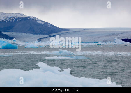 Glacier Upsala et des icebergs sur le lac Argentino, El Calafate, parc national Los Glaciares, Patagonie, Argentine, Amérique du Sud