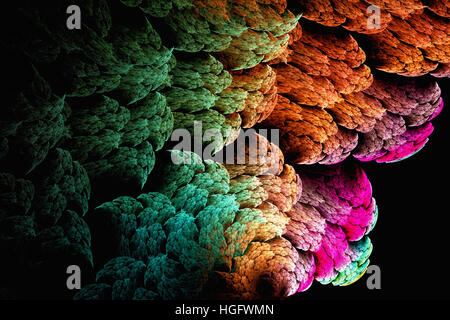 Lignes fractales sont tissées dans un beau modèle dans une variété de coraux multicolores. Banque D'Images