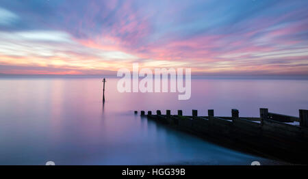Coucher de soleil sur la mer du Nord de La Ravoire front de mer Banque D'Images