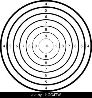 Modèle vierge pour le sport le tir sur cible la concurrence. Nettoyer avec des nombres cibles pour tir ou tir au pistolet. Illustration de Vecteur