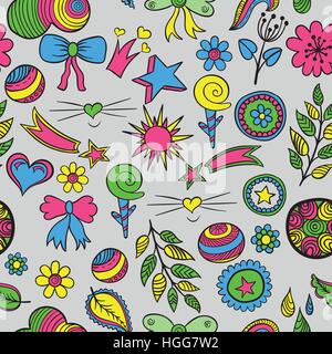 Ensemble de correctifs à la mode vecteur éléments comme coeur, fleur, mail, nuage, feuille, soleil. Illustration de Vecteur