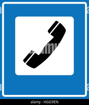 Signe de téléphone sur bleu signe de la circulation Illustration de Vecteur