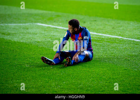 VILLARREAL, ESPAGNE - JAN 8 : Neymar joue en La Liga match entre Villarreal CF et le FC Barcelone au Stade El Madrigal, le 8 janvier 2017 à Villarreal, Espagne. © Christian Bertrand/Alamy Live News Banque D'Images