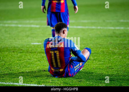 VILLARREAL, ESPAGNE - JAN 8 : Neymar joue en La Liga match entre Villarreal CF et le FC Barcelone au Stade El Madrigal, le 8 janvier 2017 à Villarreal, Espagne. © Christian Bertrand/Alamy Live News Banque D'Images