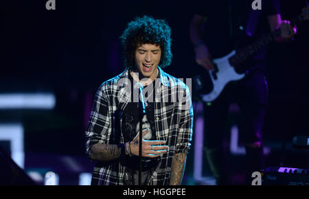 Zurich, Suisse. Jan 9, 2017. La chanteuse britannique Julian Perretta photographié à la coupe du monde les joueurs de l'année 2016 gala à Zurich, Suisse, 9 janvier 2017. Photo : Patrick Seeger/dpa/Alamy Live News Banque D'Images