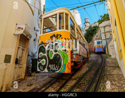 Portugal, Lisbonne, vue de la Laure funiculaire. Banque D'Images