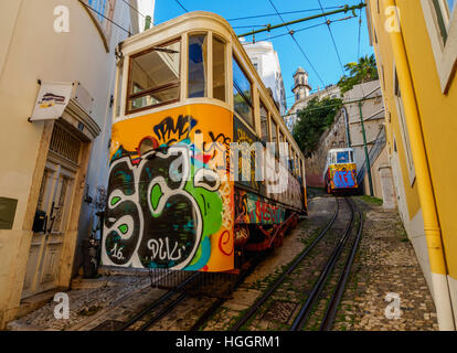 Portugal, Lisbonne, vue de la Laure funiculaire. Banque D'Images