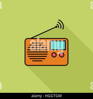 L'icône de la radio. Télévision avec l'icône des vecteur long shadow pour applications web et mobiles. Il peut être utilisé comme logo -, le pictogramme, l'icône, l'élément infographique. Illustration de Vecteur