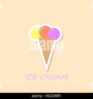 Crème glacée à la pistache dans un cône de savoureux. Vector illustration . Illustration de Vecteur