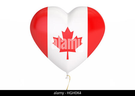 Drapeau du Canada avec ballon en forme de coeur, 3D Rendering Banque D'Images