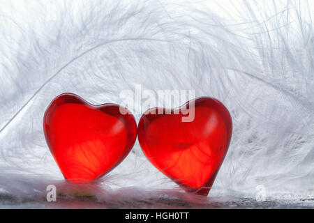 Coeur de plumes de fond blanc Banque D'Images
