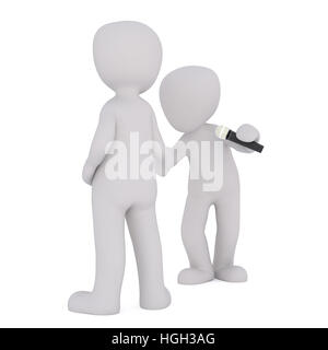 Cartoon sans visage peu gris hommes debout à côté de l'autre un holding microphone Banque D'Images