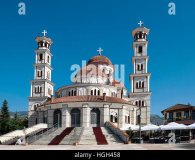 Cathédrale Orthodoxe de la résurrection du Christ aussi Ngjallja Krishtit e, comté de Korçë, Korca, Albanie Banque D'Images