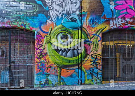 Melbourne, Australie - Février 2015 : Street art par l'artiste non identifié. Gestion des graffitis Melbourne plan reconnaît l'importance du street art Banque D'Images