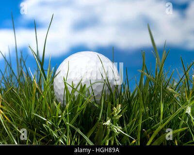 Balle de golf dans l'herbe haute Banque D'Images