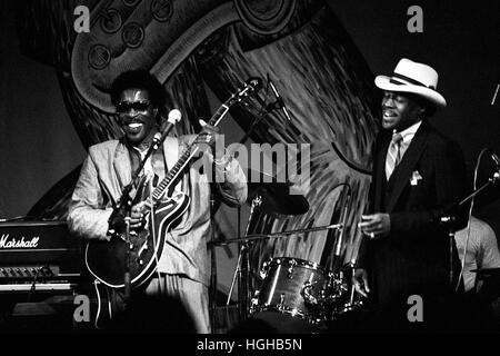 Buddy Guy et Junior Wells, Queens Hall, Edinburgh. 1993 Banque D'Images