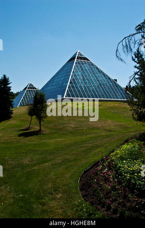 Cette image montre le Muttart Conservatory, un jardin botanique à Edmonton, Canada Banque D'Images