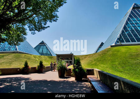 Cette image montre le Muttart Conservatory, un jardin botanique à Edmonton, Canada Banque D'Images