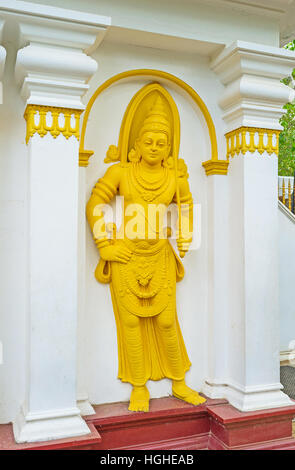 Le semi-relief sculpté à l'entrée de Jaya Sri Maha Bodhi Temple, Anuradhapura, Sri Lanka. Banque D'Images