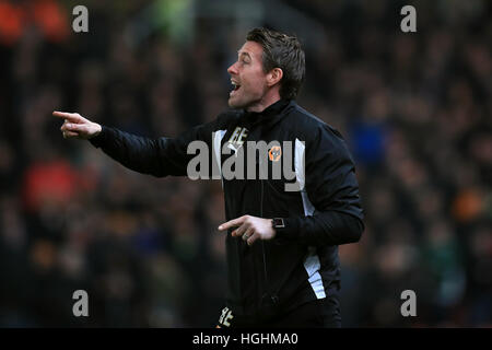 L'entraîneur de l'équipe première Wolverhampton Wanderers Rob Edwards Banque D'Images