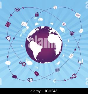 Le trafic de données du réseau mondial Global Illustration de Vecteur