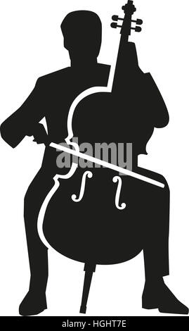 Cello player silhouette Banque D'Images