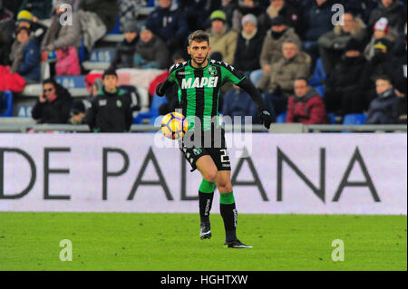 Reggio Emilia, Italie. 8 janvier, 2017. U.S. Sassuolo Calcio vs Football Club Torino serie un championnat de football 2016 2017 U.S. Sassuolo Calcio vs Torino Football Club Stade Mapei Reggio Emilia.US Sassuolo et Torino F.C. terminé le match avec un score de 0 à 0. Dans le pic : Domenico Berardi Sassuolo's de l'avant et de l'équipe nationale et de l'Italie au cours de la série d'un match de football entre l'US Sassuolo Calcio et C.F. Stade Mapei à Turin à Reggio Emilia ph Massimo Morelli © Massimo Morelli/Pacific Press/Alamy Live News Banque D'Images