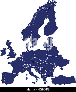 Carte d'Europe avec des frontières Banque D'Images