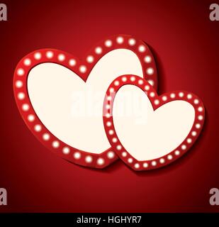 Bonne Saint Valentin Carte de Vœux. Deux Cœur vide. Vector Illustration. Illustration de Vecteur