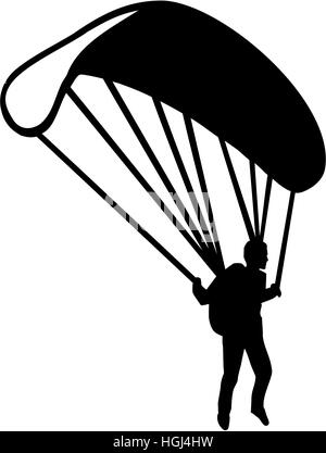 Silhouette parachuter Banque D'Images