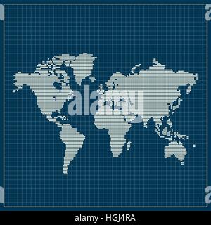 Carte du monde en pointillés sur fond bleu Illustration de Vecteur