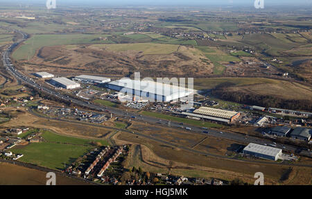 Vue aérienne de la zone industrielle à Markham Road, Markham Vale à Jcn 29A M1, Dorset, UK Banque D'Images