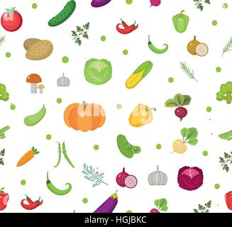 Motif transparent légumes. L'arrière-plan sans fin salade. Mode de vie sain, végétalien, régime végétarien, les aliments crus. Vector illustration. Illustration de Vecteur