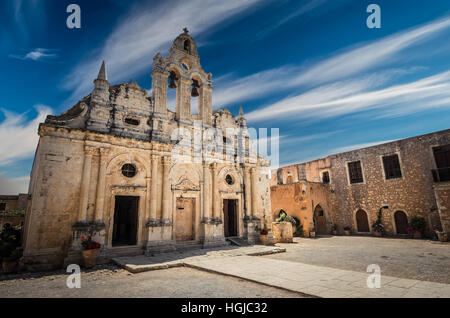 Monastère Arkadi sur l'île de Crète, Grèce. Ekklisia Rue Arkadiou - Moni Timios Stavros en grec. C'est une église baroque vénitien. Banque D'Images