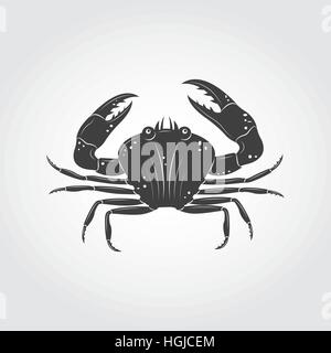 Crabe rétro Vintage icône noire. Illustration de Vecteur