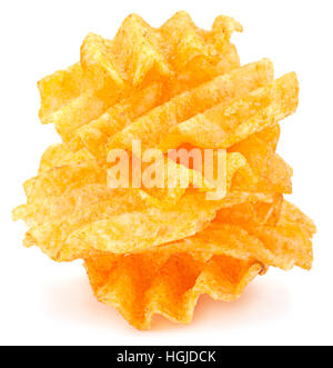 Collection de pommes de terre chips striées snack-isolated on white Banque D'Images