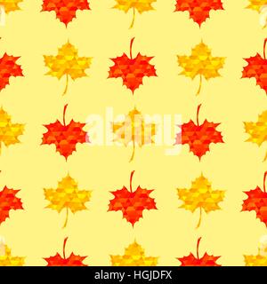 Automne Érable rouge motif transparent Illustration de Vecteur